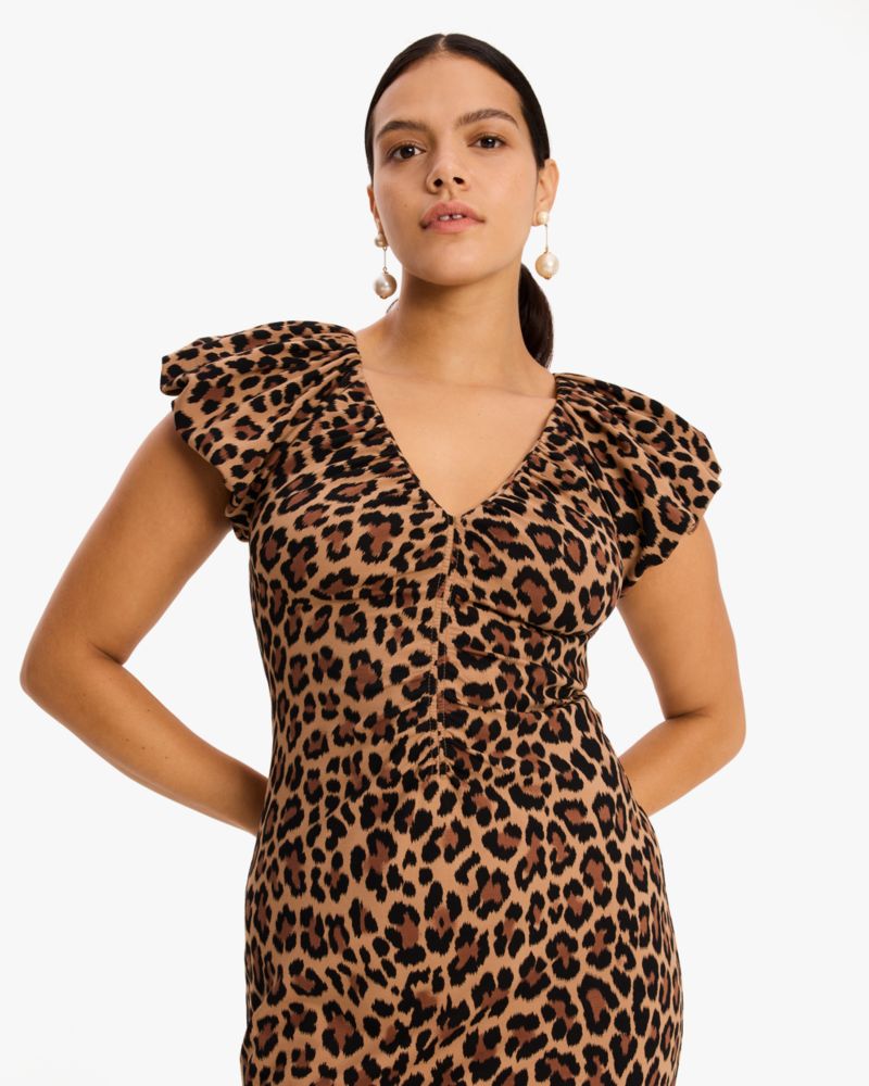 Classic Leopard Ruched Ponte Dress