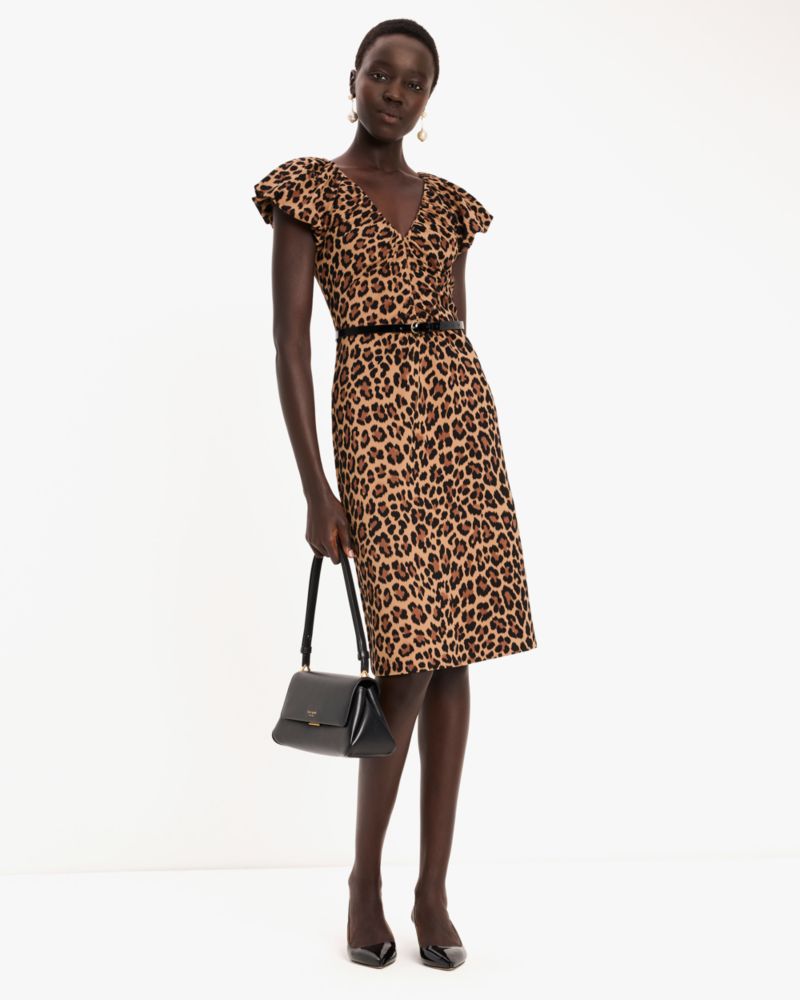 Classic Leopard Ruched Ponte Dress