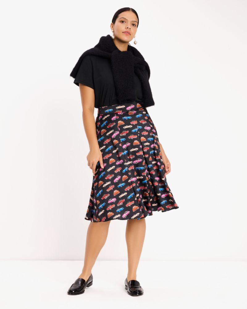 Cars Pleated Midi Skirt