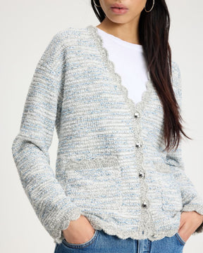Scalloped Tweed Cardigan