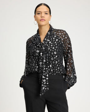 Space Dot Tie-neck Shirt