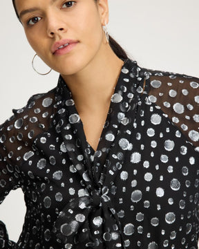 Space Dot Tie-neck Shirt