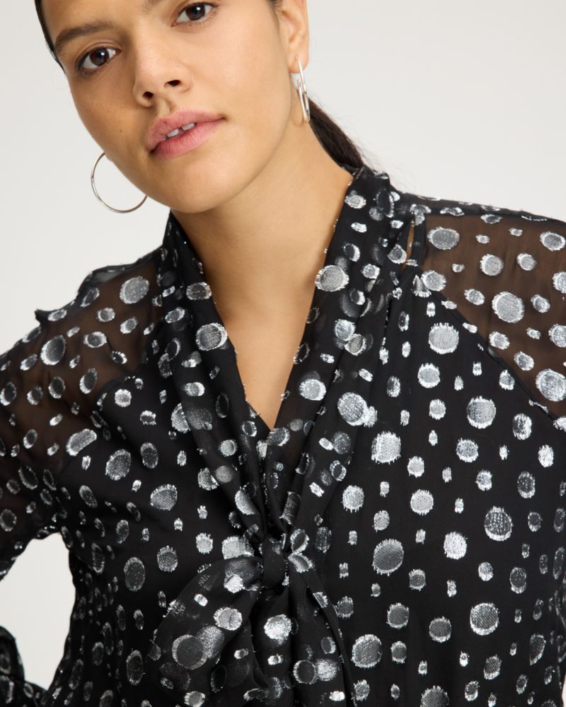 Space Dot Tie-neck Shirt