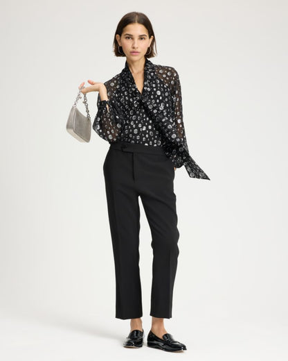 Space Dot Tie-neck Shirt
