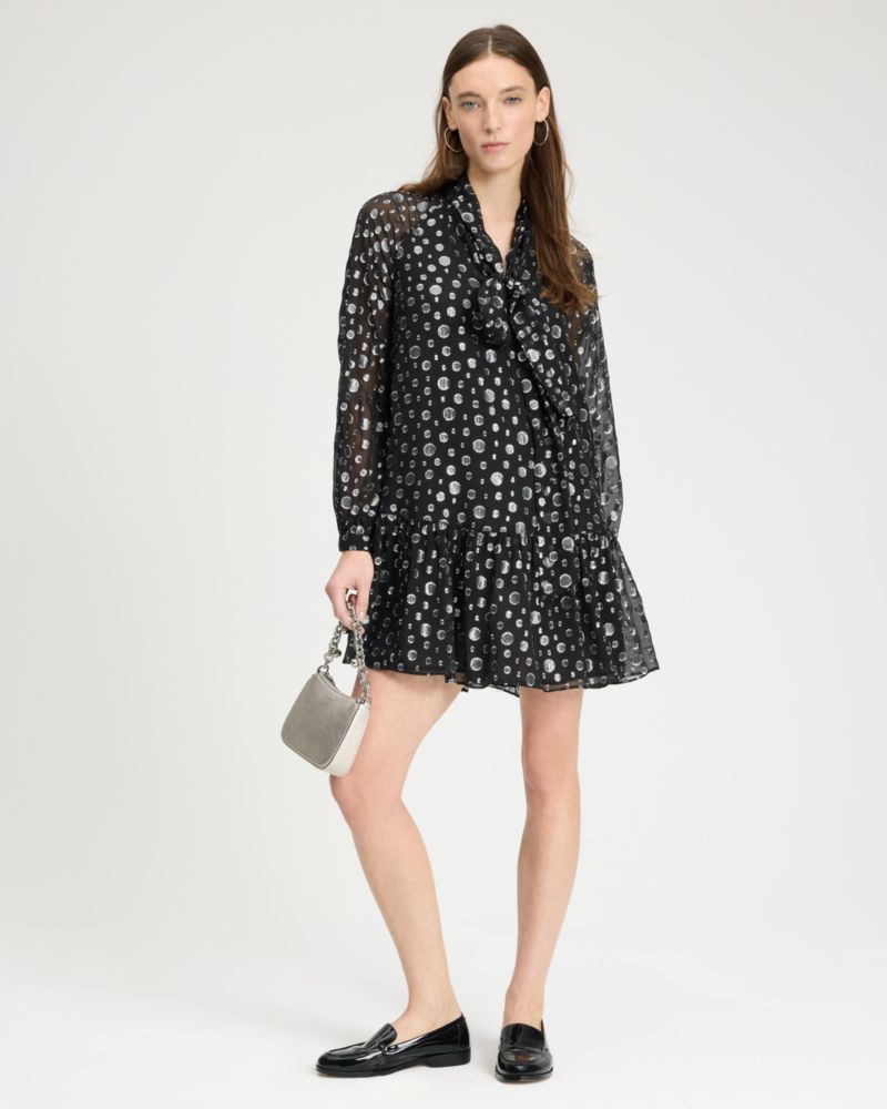 Space Dot Tie-neck Dress