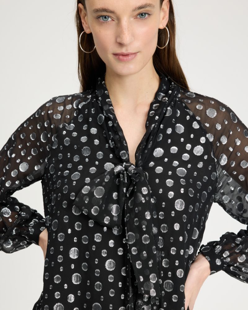 Space Dot Tie-neck Dress