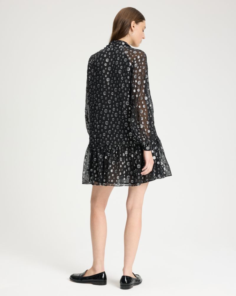 Space Dot Tie-neck Dress