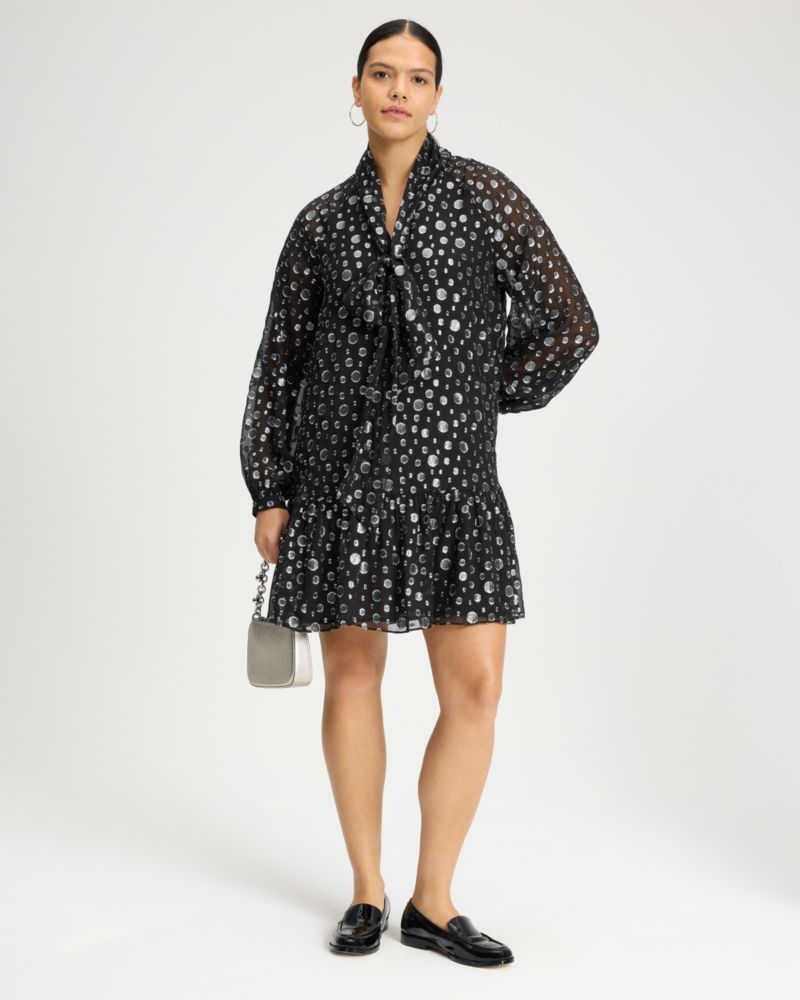 Space Dot Tie-neck Dress