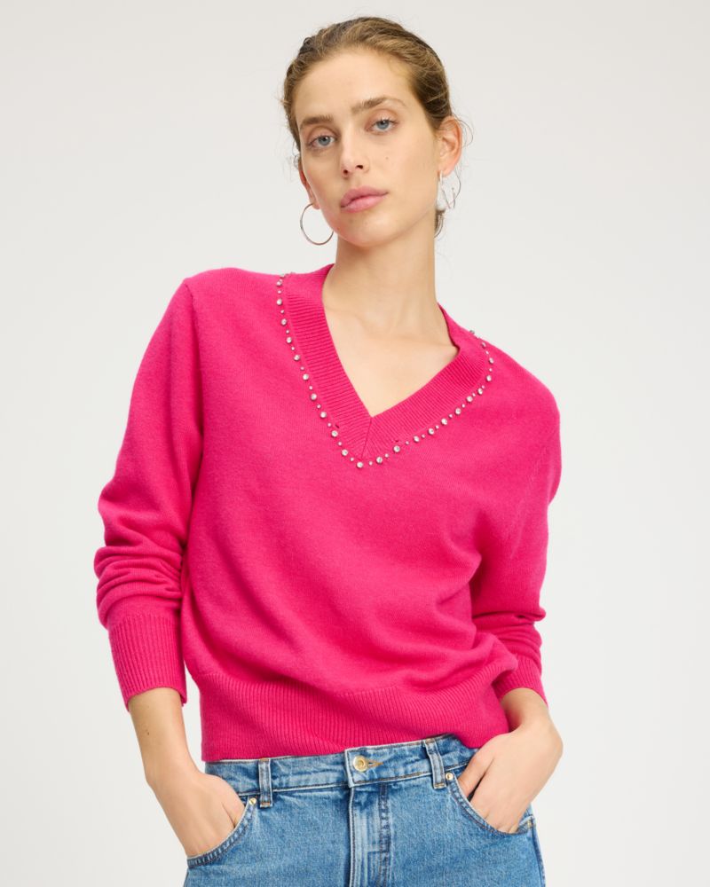Embellished V-neck Sweater