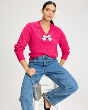 Embellished V-neck Sweater
