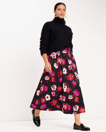 Fall Poppies Midi Skirt
