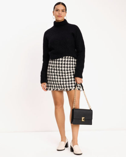 Houndstooth A-line Skirt