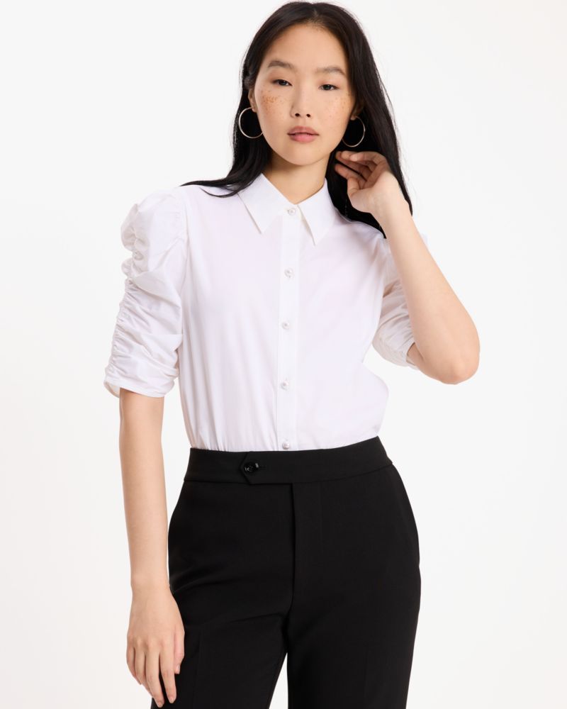 Ruched Poplin Shirt