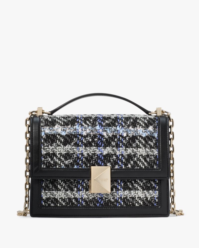 Deco Plaid Tweed Chain Shoulder Bag