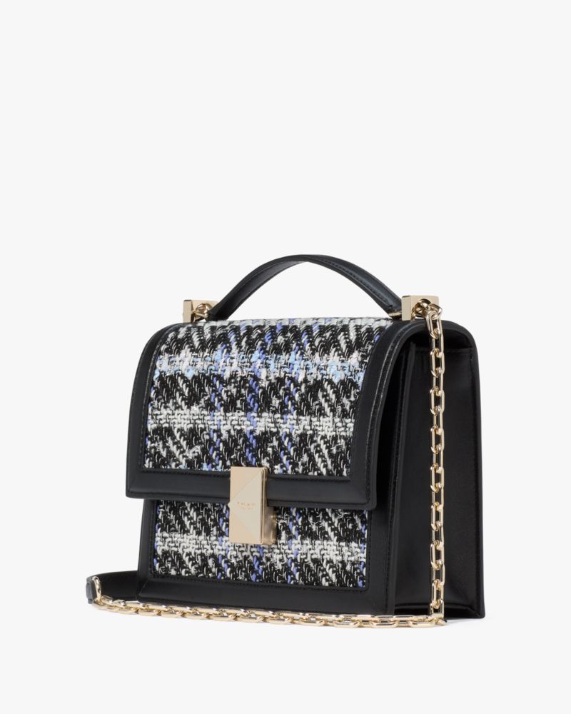 Deco Plaid Tweed Chain Shoulder Bag