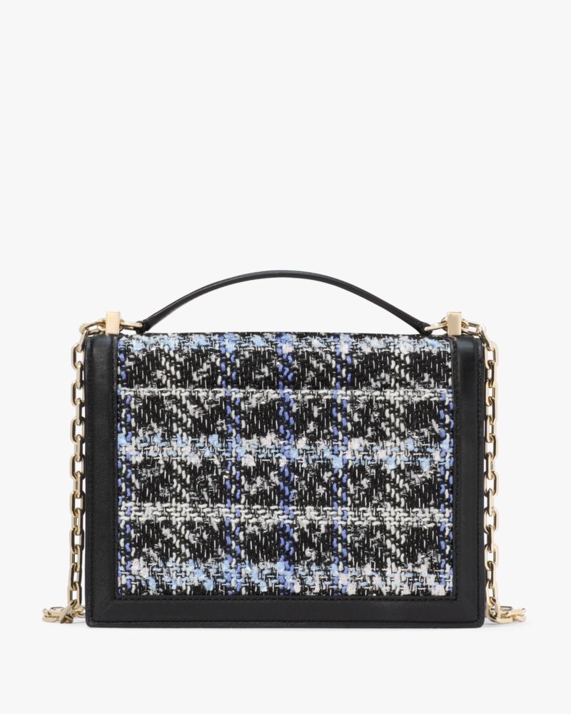 Deco Plaid Tweed Chain Shoulder Bag