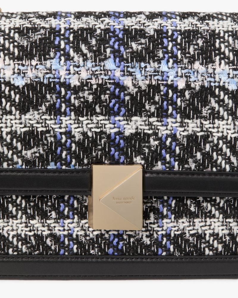 Deco Plaid Tweed Chain Shoulder Bag