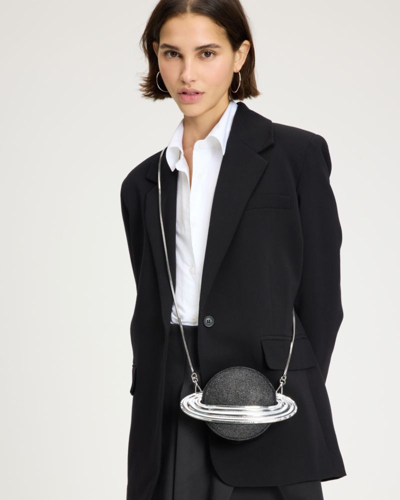 Spaced Out Embellished Metallic Micro Crossbody