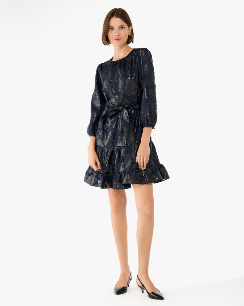 Full Bloom Metallic Shift Dress