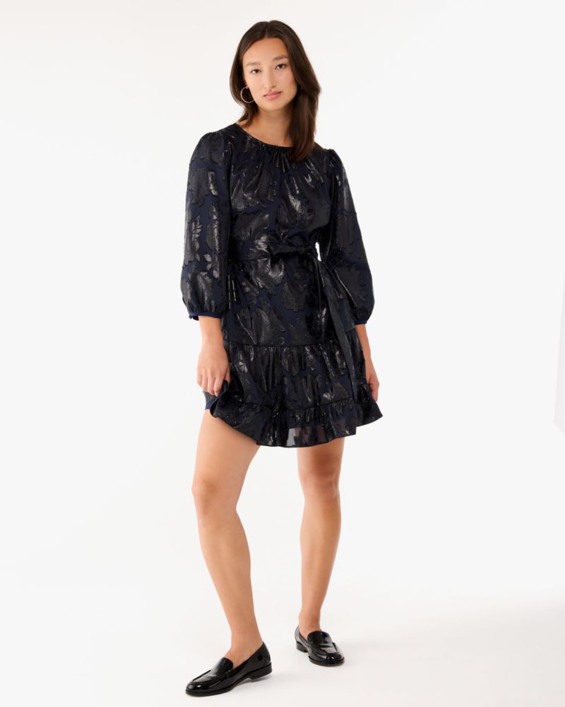 Full Bloom Metallic Shift Dress