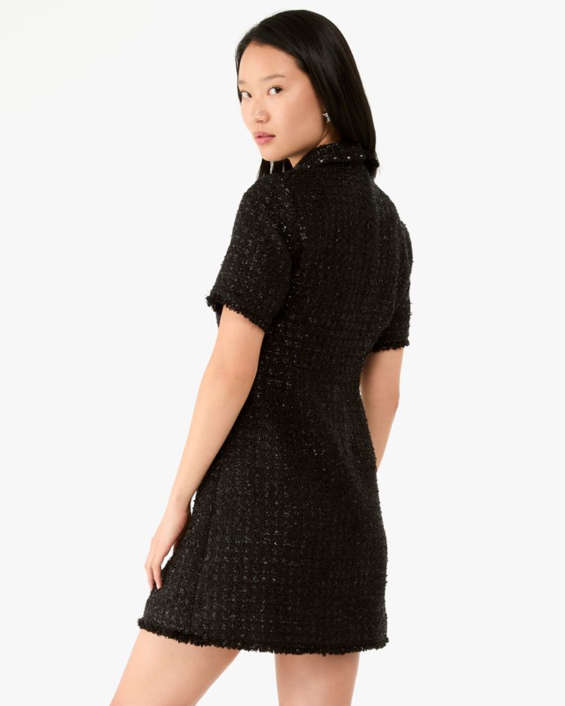 Embellished Collar Holiday Tweed Dress