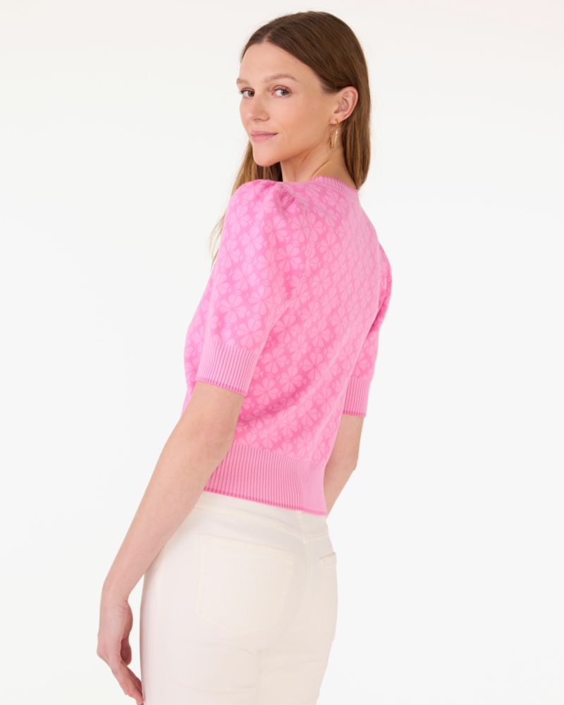 Spade Flower Puff Sleeve Sweater
