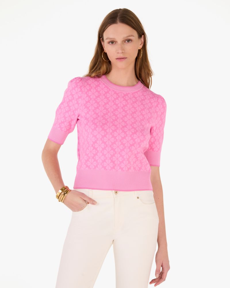 Spade Flower Puff Sleeve Sweater