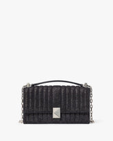 Deco Quilted Glitter Suede Mini Flap Chain Crossbody