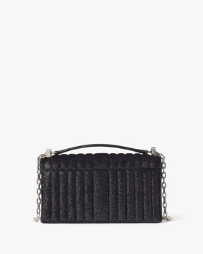 Deco Quilted Glitter Suede Mini Flap Chain Crossbody