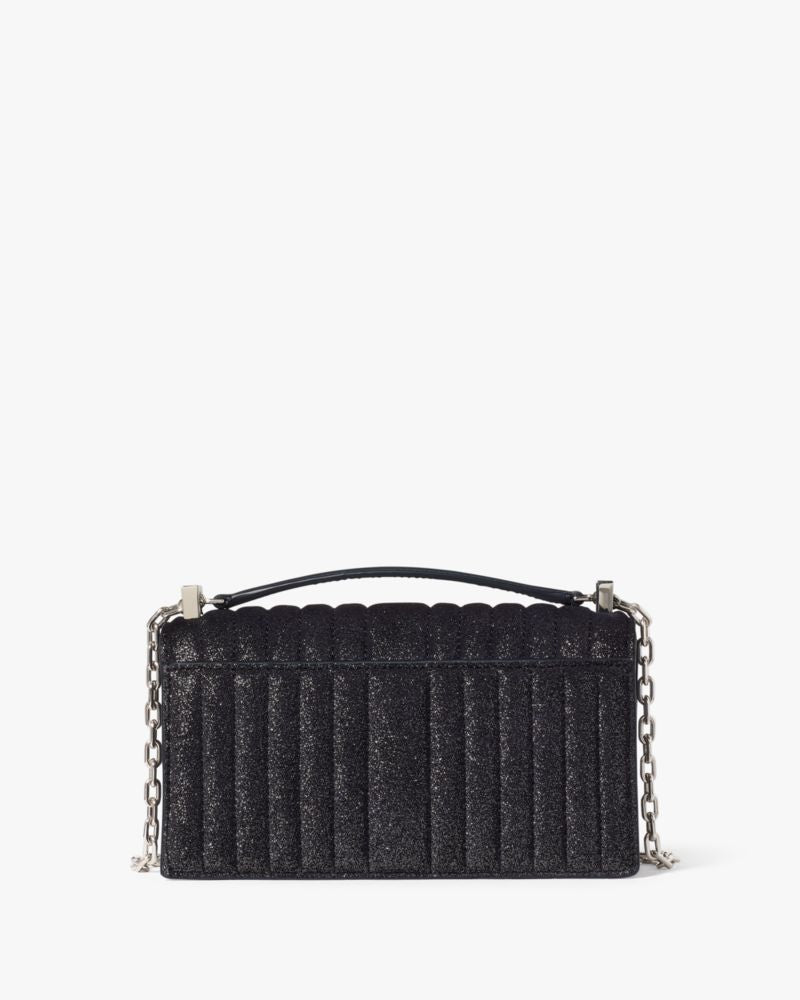 Deco Quilted Glitter Suede Mini Flap Chain Crossbody
