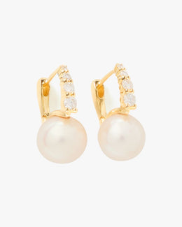 Kate Spade Fine Meant To Be Pearl & Diamond Huggies