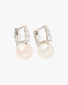 Kate Spade Fine Meant To Be Pearl & Diamond Huggies
