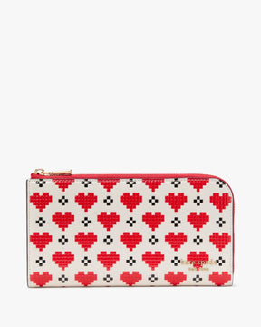 Devin Pixel Hearts Zip Around Continental Wallet