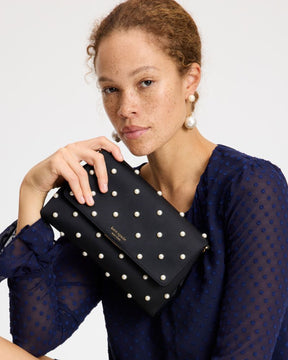 Grace Pearl Embellished Satin Clutch