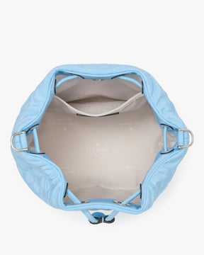 Spade Flower Quilted Fabric Bucket Bag