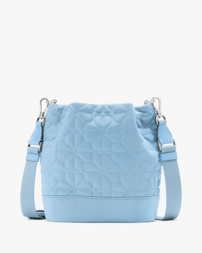 Spade Flower Quilted Fabric Bucket Bag
