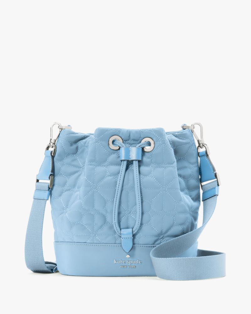 Spade Flower Quilted Fabric Bucket Bag