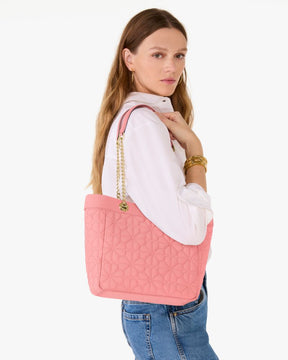 Spade Flower Quilted Fabric Medium Tote