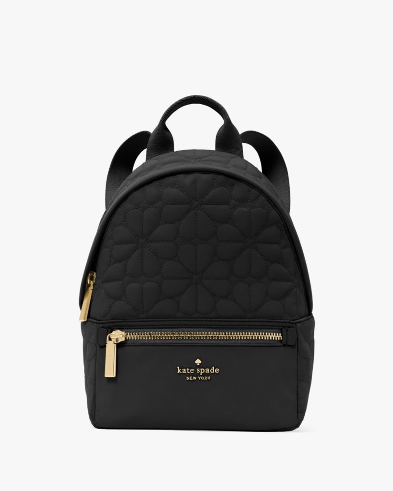 Spade Flower Quilted Fabric Small Backpack