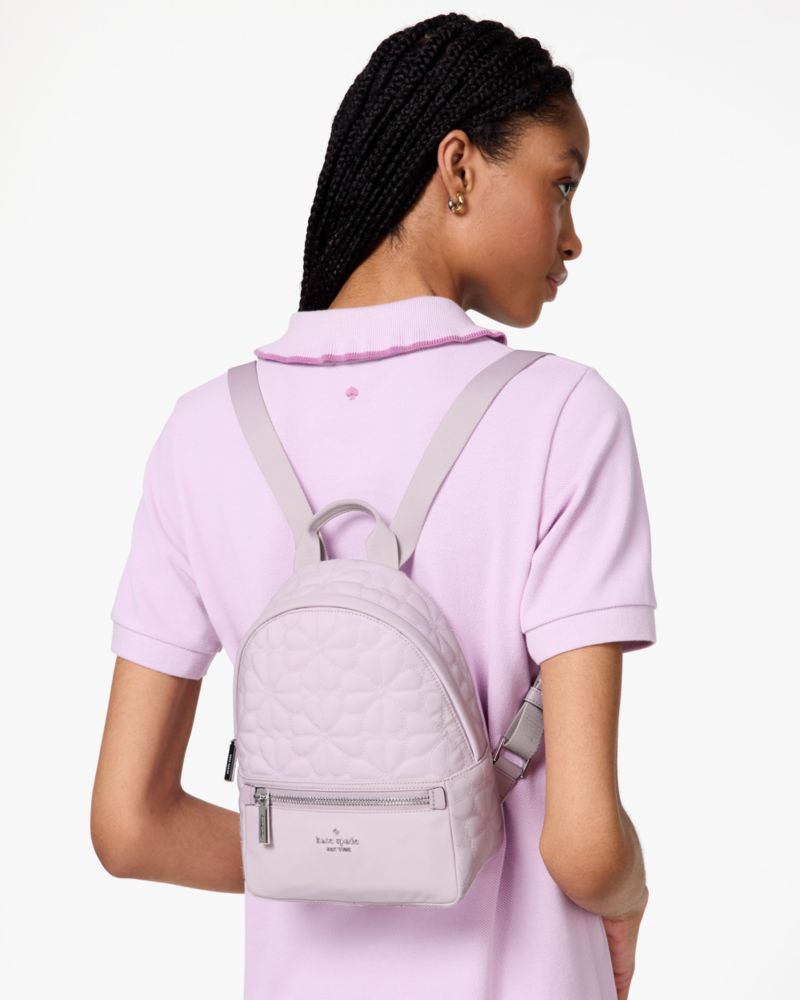 Spade Flower Quilted Fabric Small Backpack