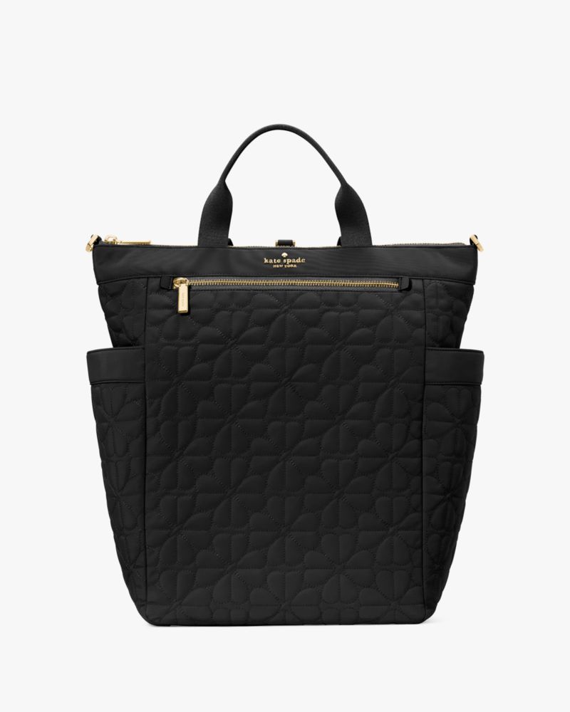 Spade Flower Quilted Fabric Convertible Backpack