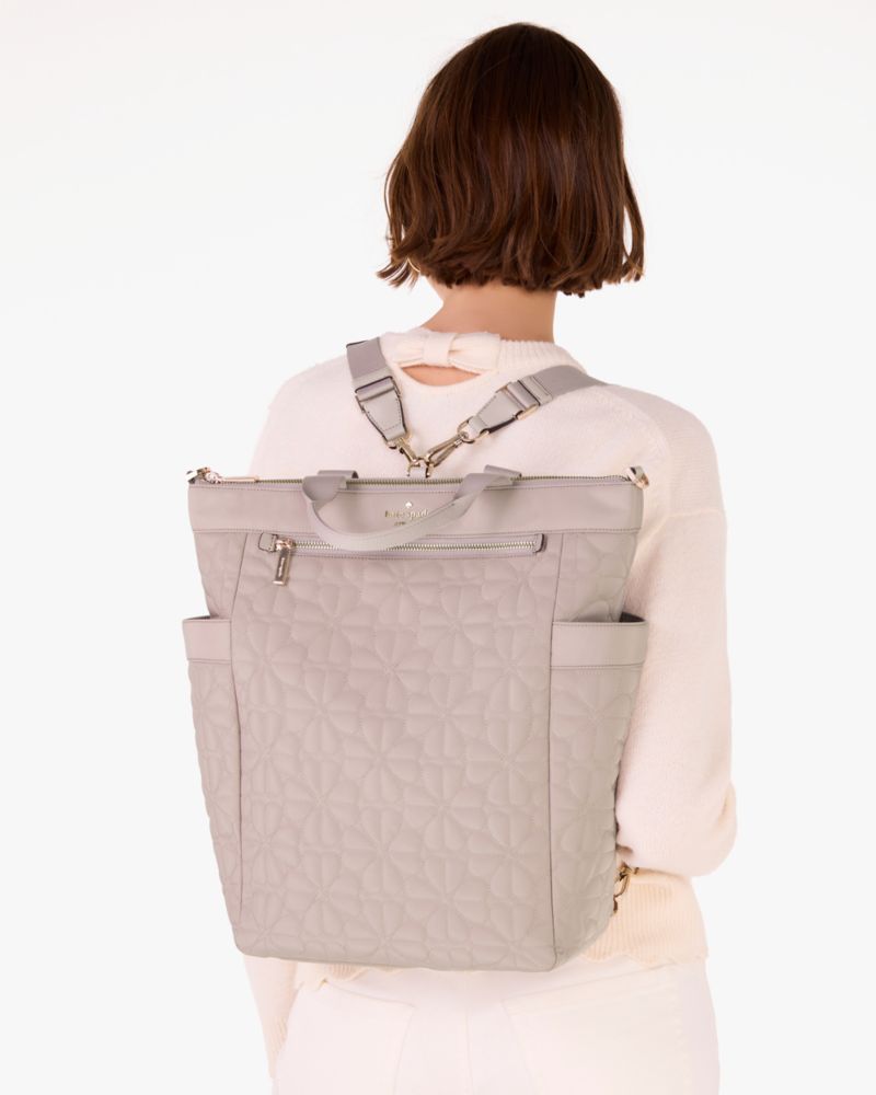 Spade Flower Quilted Fabric Convertible Backpack