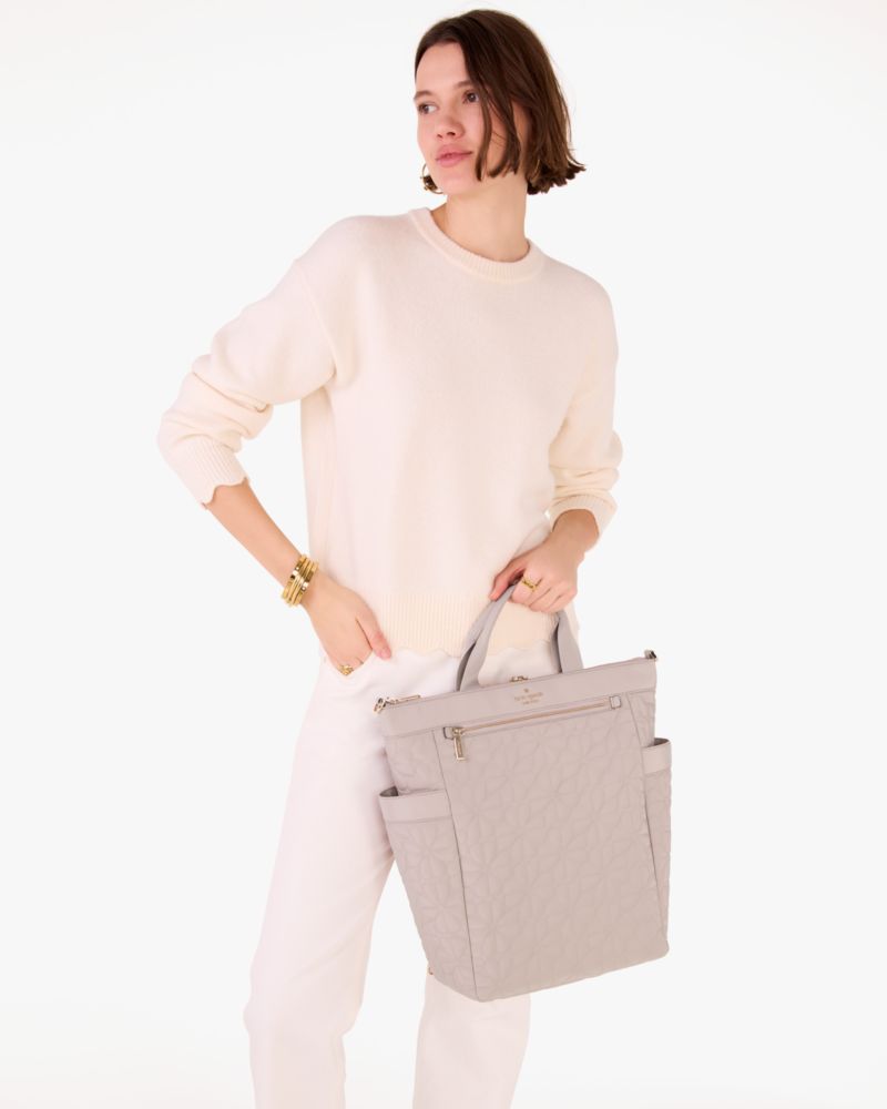 Spade Flower Quilted Fabric Convertible Backpack