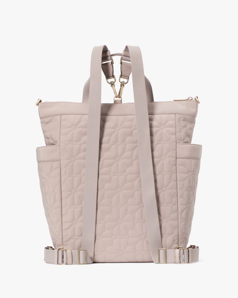 Spade Flower Quilted Fabric Convertible Backpack