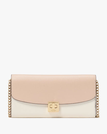 Phoebe Colorblock Refined Grain Leather Turnlock Wallet On A Chain