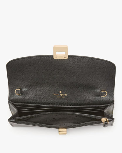 Phoebe Refined Grain Leather Turnlock Wallet On A Chain