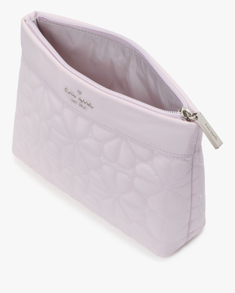 Spade Flower Quilted Cosmetic Pouch