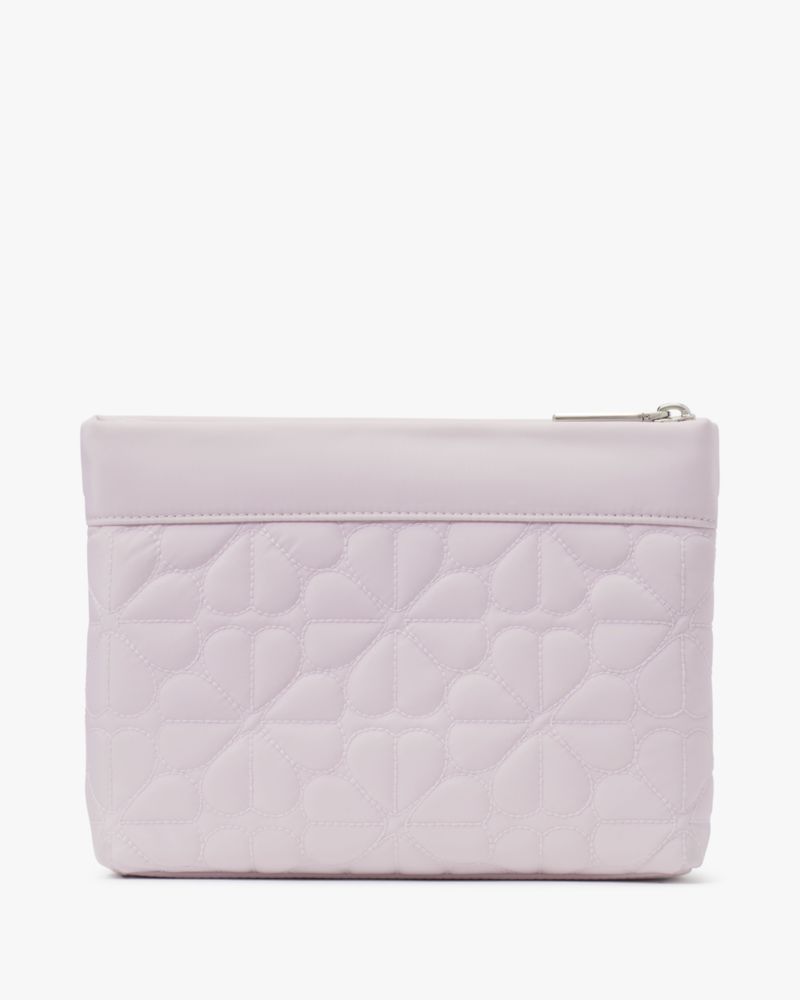 Spade Flower Quilted Cosmetic Pouch