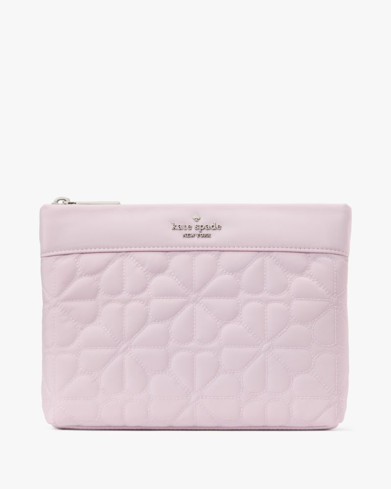 Spade Flower Quilted Cosmetic Pouch
