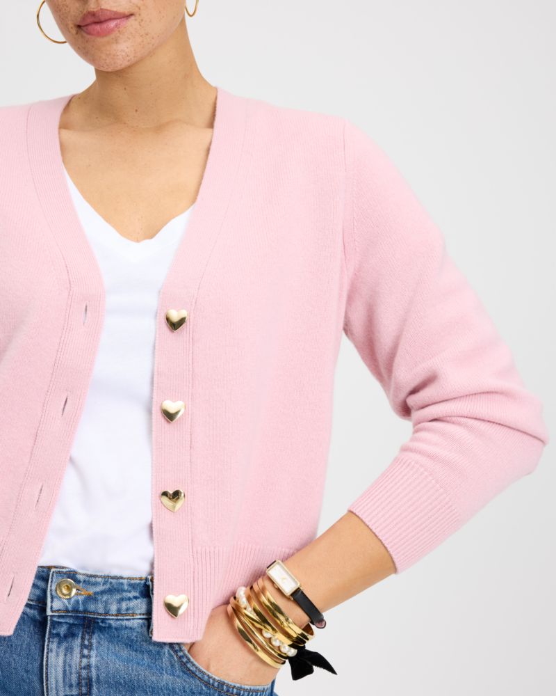 Heart Button V-neck Cardigan